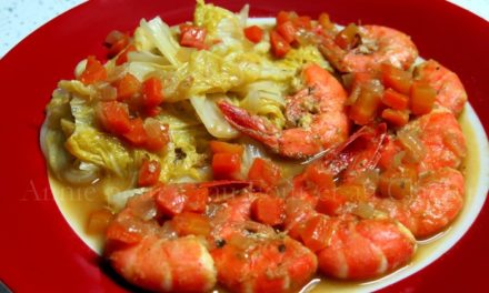 Crevettes au chou chinois, sauce curry