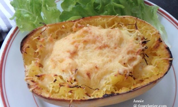 Courge spaghetti au lait de coco, cuisson au four